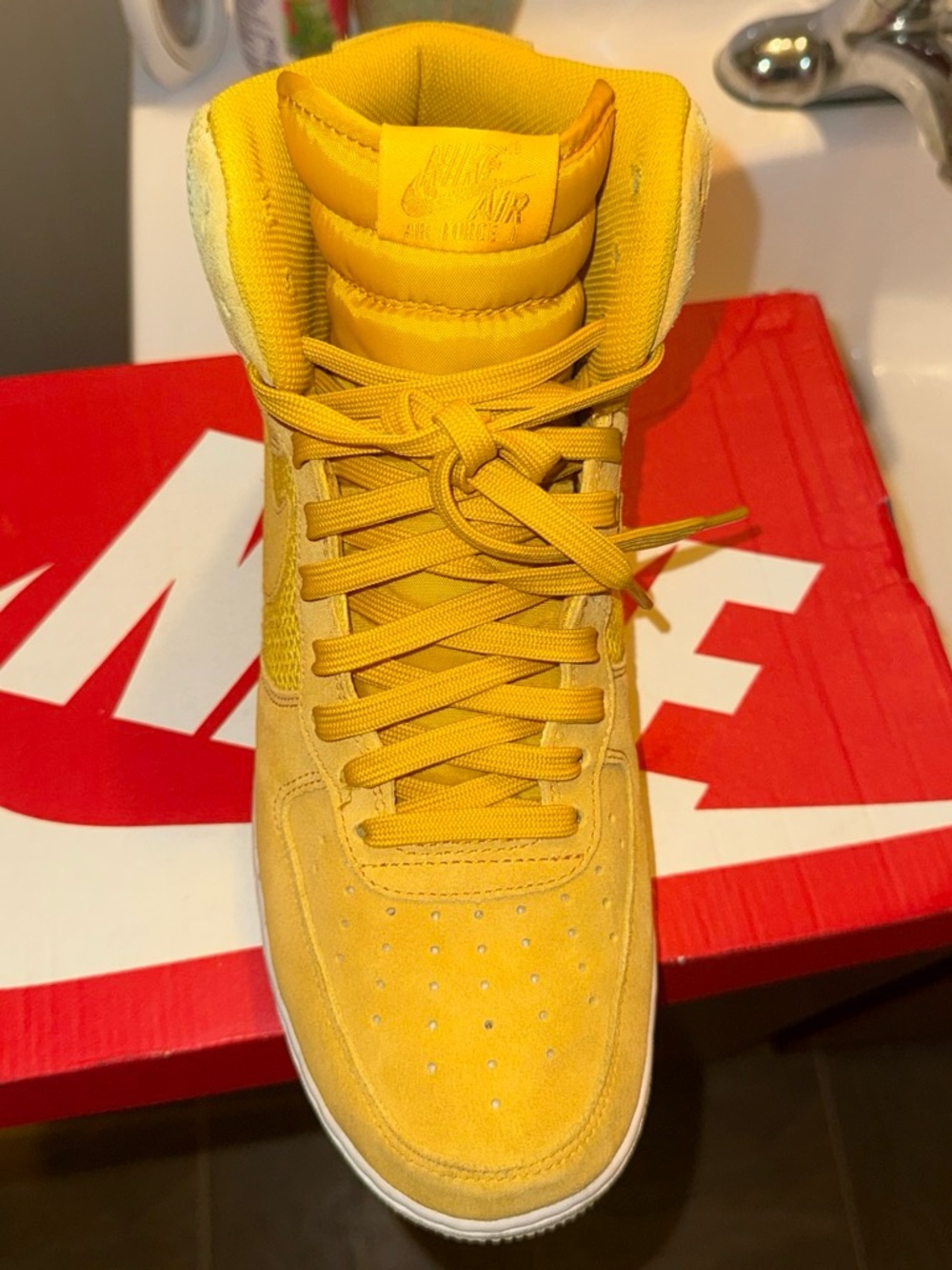 Nike Yellow High-Top Skate-Inspired Sneakers